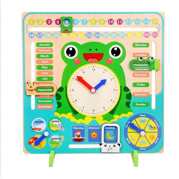 Educational Toy - Wooden Clock with Weather, Season, Calendar