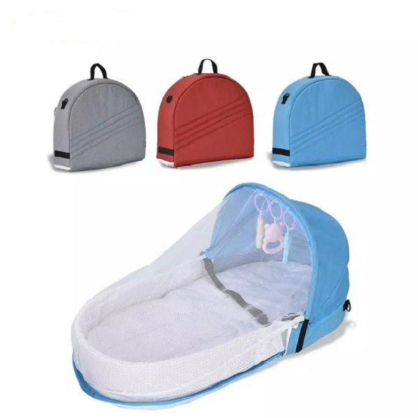 Baby Bed for Travel - Portable Foldable Backpack with Mosquito Net